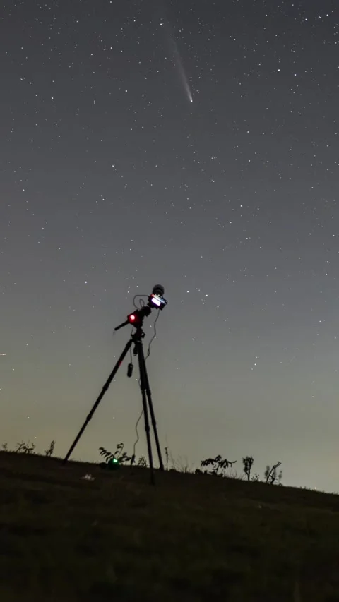 Vertical Starry Night Sky Milky Way Galaxy Flow Motion Timelapse Stock Footage 327675201
