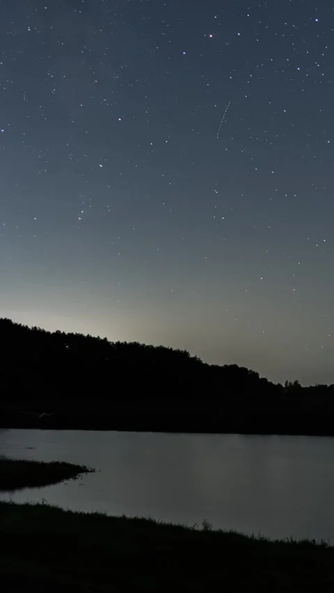 Vertical Starry Night Sky Milky Way Galaxy Flow Motion Timelapse Stock Footage 327675290