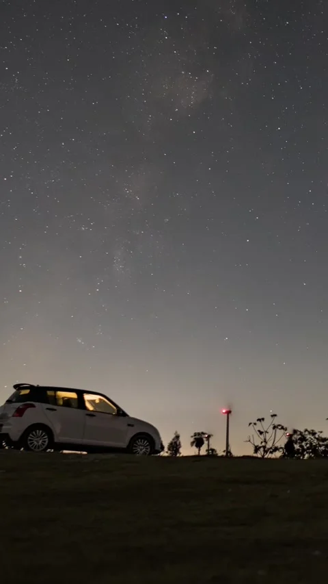 Vertical Starry Night Sky Timelapse with Milky Way Galaxy and Twinkling Stars Stock Footage 327478678