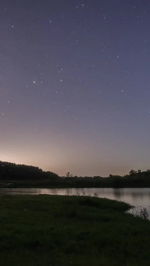 Vertical Starry Night Sky Timelapse with Milky Way Galaxy and Twinkling Stars Stock Footage 327599673