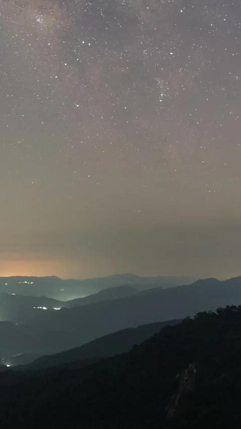 Vertical Starry Night Sky Timelapse with Milky Way Galaxy and Twinkling Stars Stock Footage 327599717