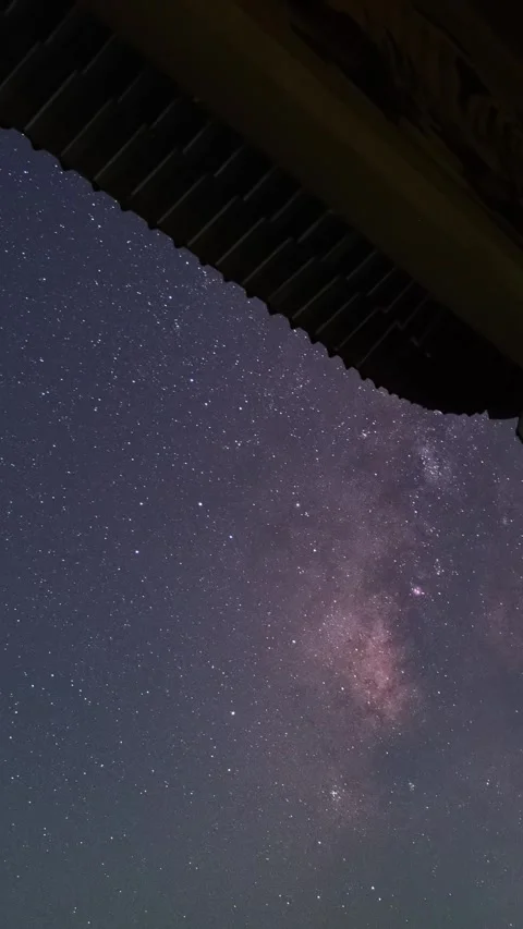 Vertical Starry Night Sky Timelapse with Milky Way Galaxy and Twinkling Stars Stock Footage 327599751