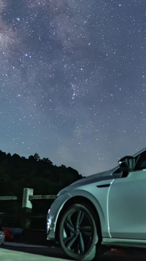 Vertical Starry Night Sky Timelapse with Milky Way Galaxy and Twinkling Stars Stock Footage 327601129