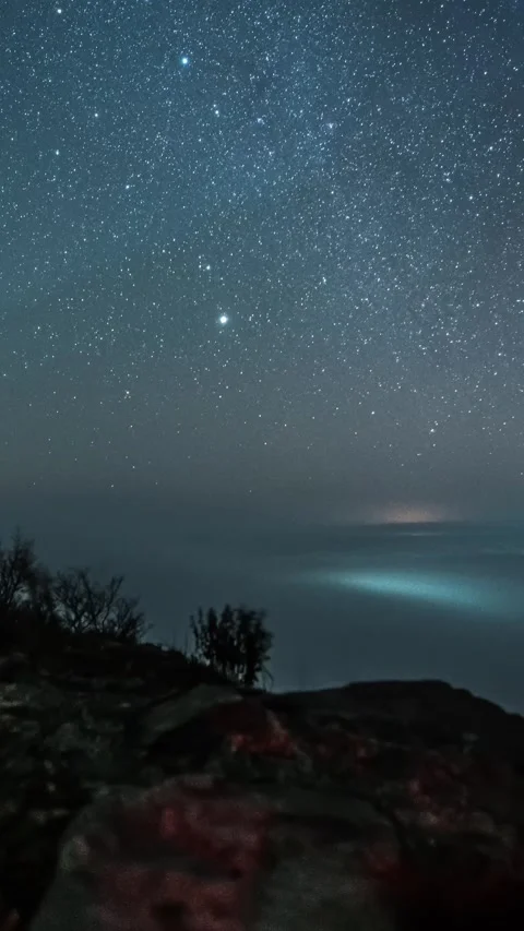 Vertical Starry Night Sky Timelapse with Milky Way Galaxy and Twinkling Stars Stock Footage 327601478