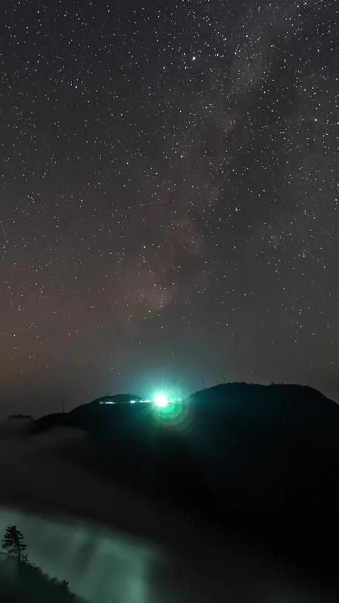 Vertical Starry Night Sky Timelapse with Milky Way Galaxy Motion Stock Footage 327668470