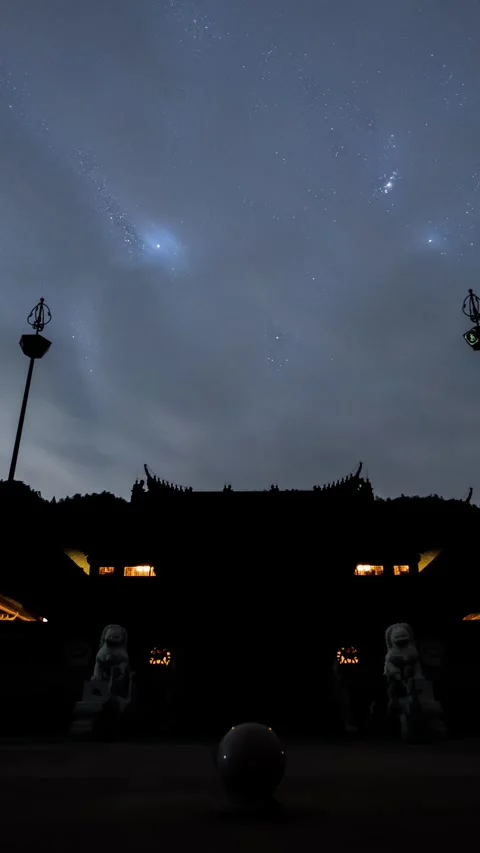 Vertical Starry Night Sky Timelapse with Milky Way Galaxy Motion Stock Footage 327668769