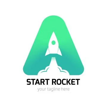 Vertical Start Rocket Logo Stock Illustration