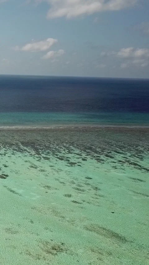 Vertical static drone view of turquoise lagoon in Maldives Stock Footage 344257178