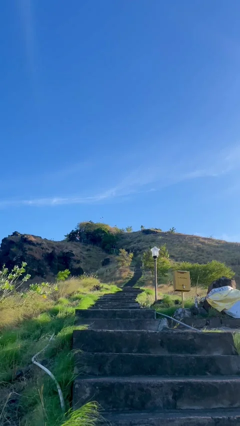 Vertical Static Landscape of Batu Kursi Hill Staircase Bali Stock Footage 335941140