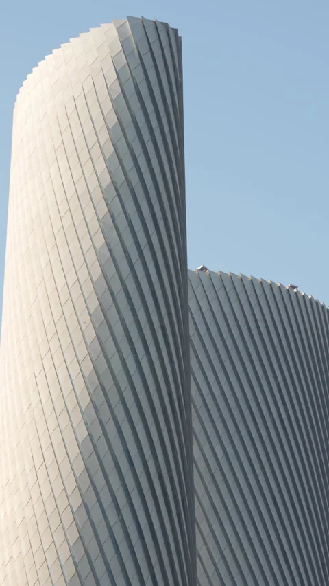 Vertical static shot of modern diagonal lines and cladding. Stock Footage 337412320