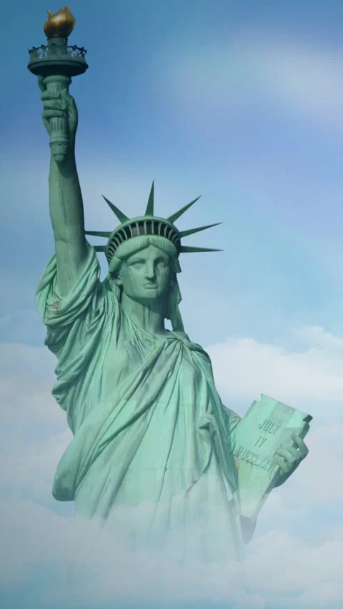 Vertical Statue of Liberty Above the Clouds 4K Loop Stock Footage 276286208