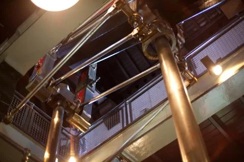 Vertical Steam piston arm Foto stock