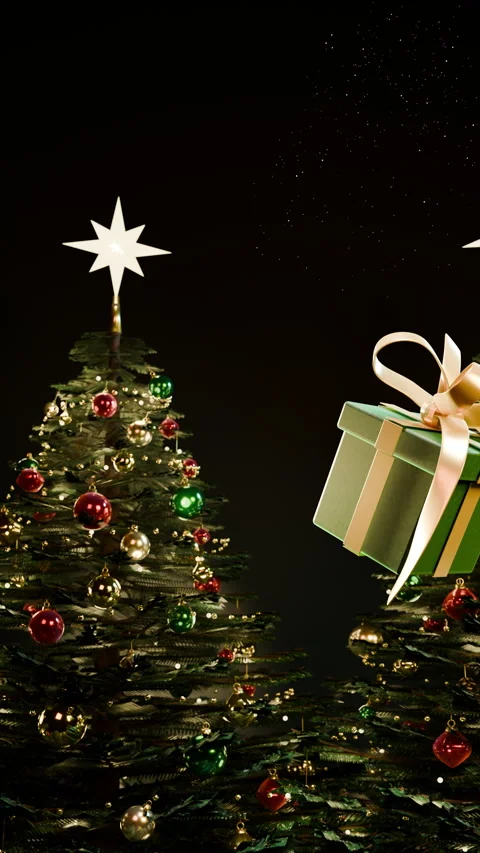 Vertical Still Shot of Floating Gift Between Pines, Vertical 9:16 4K 库存影片 347572103