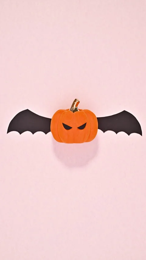 Vertical stop motion animation for Happy Halloween with pumpkin with wings Stock-Footage 283266009