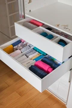 Vertical storage in bedroom. Stock Photos