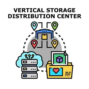 Vertical storage distribution center operations management system Stock Illustration