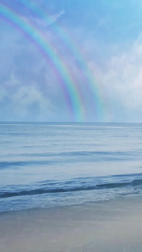 Vertical Storms End Double Rainbow Promise 4K Loop Stock Footage 278328973