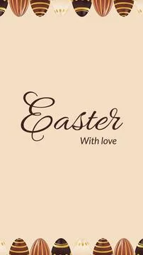 Vertical story template Easter theme with realistic chocolate golden eggs. .. Stock Illustration
