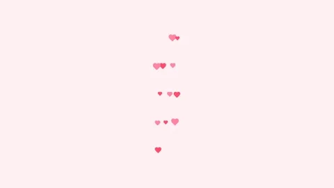 A vertical stream of small floating hearts on a minimalist white background 库存影片 336262476