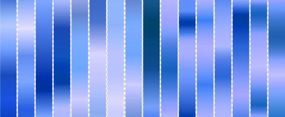 Vertical striped blue and silver metallic gradient texture palette sample block Stock Illustration