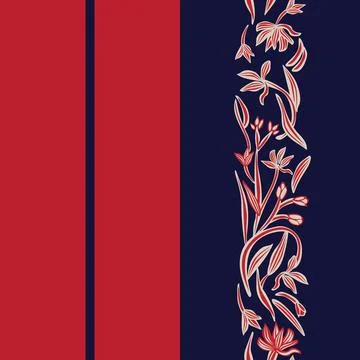 Vertical Striped Floral seamless pattern design 스톡 일러스트