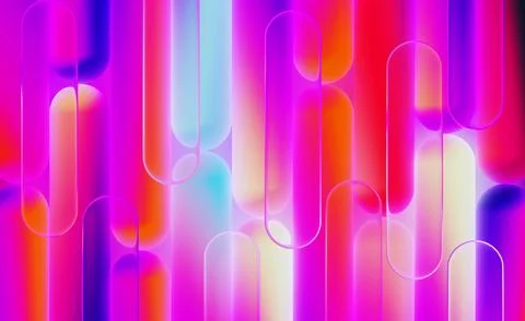 Vertical striped liquid glass pattern with vibrant neon gradient. Abstract Stock Illustration