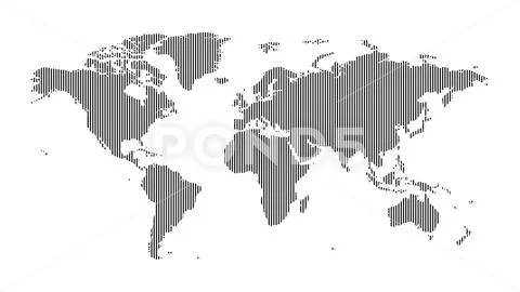 Vertical striped world map. Stock Illustration