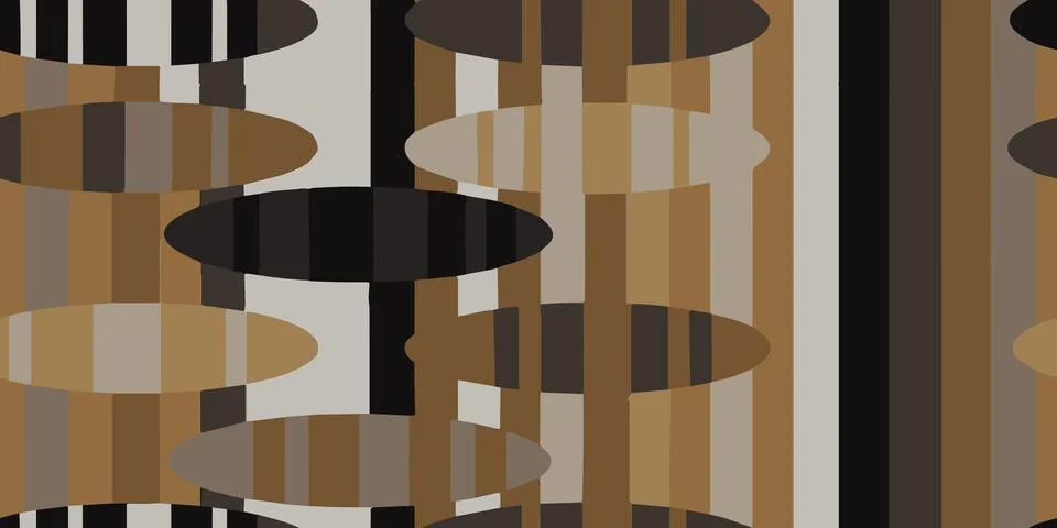 Vertical stripes with ellipses. Seamless texture of geometric shapes. Stock Illustration