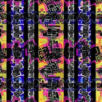 Vertical Stripes Tribal Pattern Mixed media technique style modern abstrac... Stock Photos