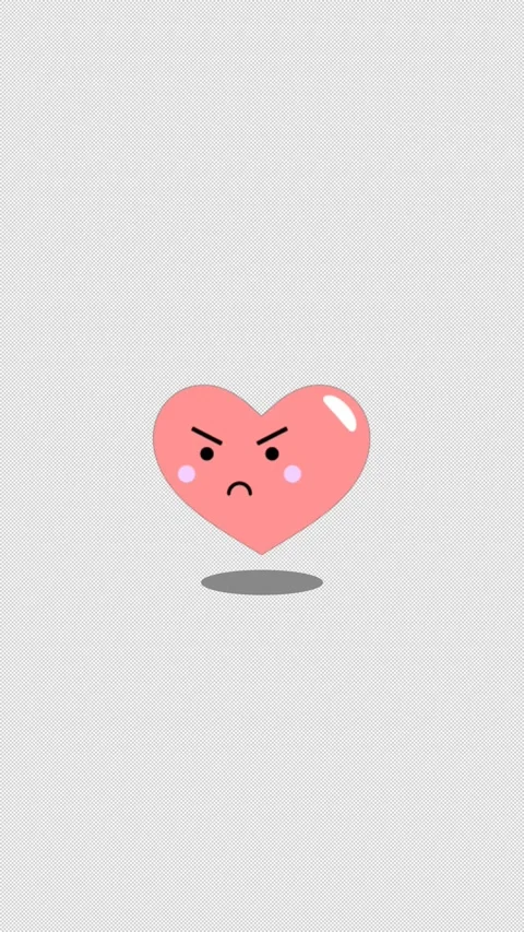 Vertical Stylized 2D Angry Mad Heart Character 4K Loop Stock Footage 335686209
