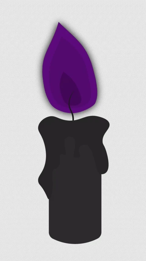 Vertical Stylized 2D Black Candle Purple Flame 4K Loop Vídeos de archivo 338167999
