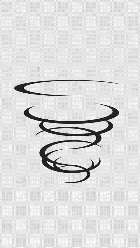 Vertical Stylized 2D Black Tornado Whirlwind 4K Loop Alpha Stock Footage 339063039