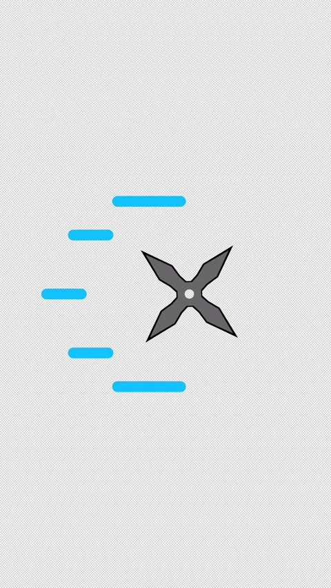 Vertical Stylized 2D Blue Ninja Star Flying 4K Loop Alpha Видео 338441661