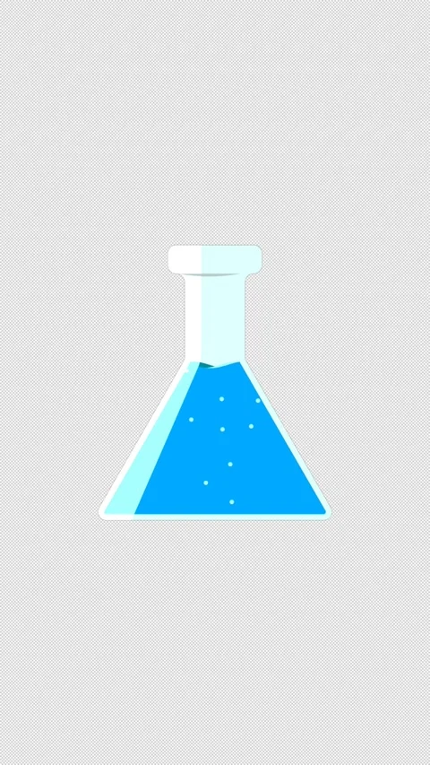 Vertical Stylized 2D Blue Science Flask Liquid 4K Loop Alpha Video stock 339273968