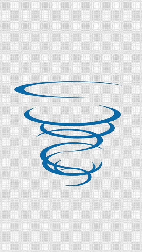 Vertical Stylized 2D Blue Water Tornado 4K Loop Alpha Stock Footage 339063076