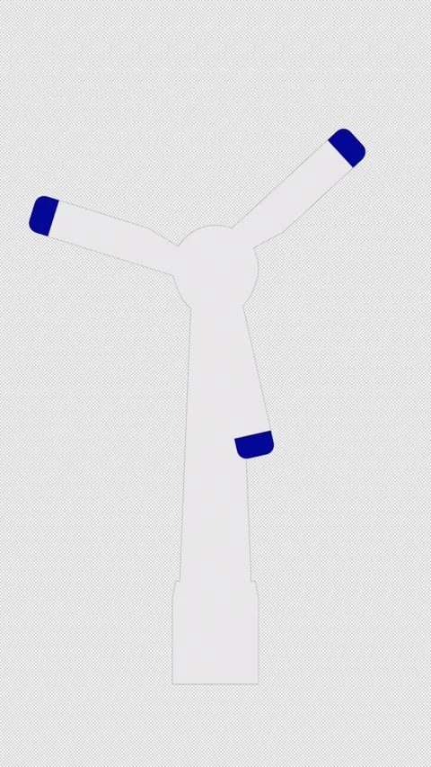 Vertical Stylized 2D Blue Wind Turbine Rotating 4K Loop Video stock 338169859
