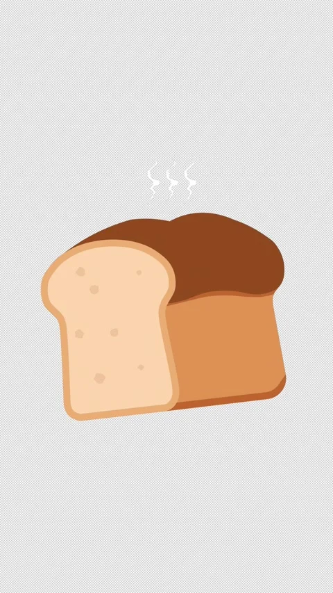 Vertical Stylized 2D Bread Loaf Toast Steam 4K Loop Alpha Stock-Footage 342913321