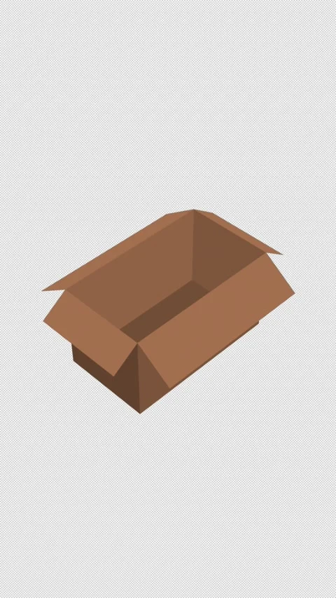 Vertical Stylized 2D Cardboard Box Opening 4K Loop Alpha Stock-Footage 340057435