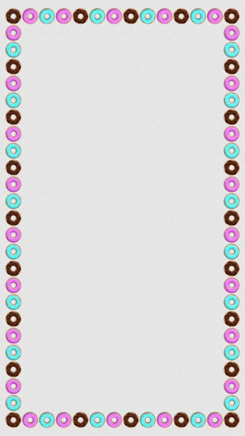 Vertical Stylized 2D Colorful Donut Frame Rotating 4K Loop Alpha Stock Footage 340252396