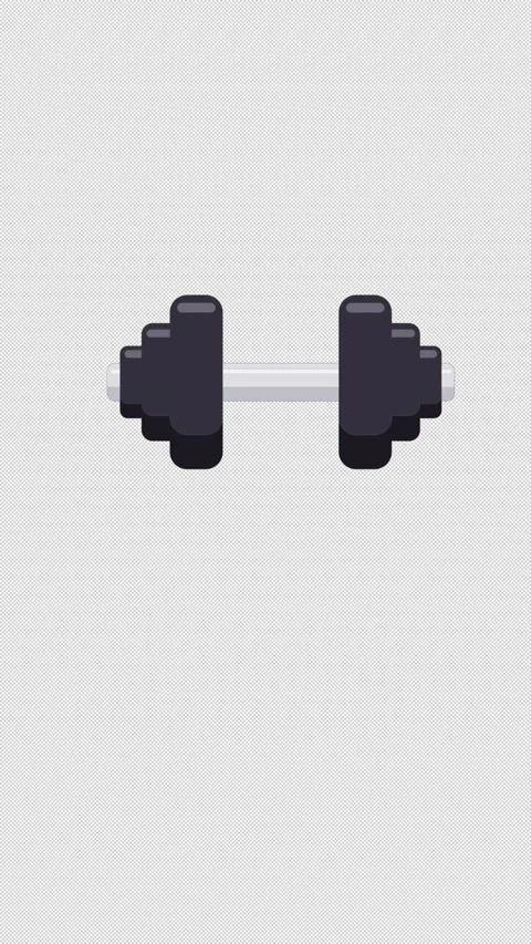 Vertical Stylized 2D Dumbbell Heavy Drop Workout 4K Alpha Stock Footage 344349539