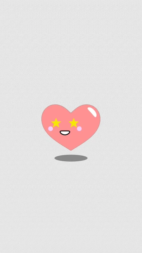 Vertical Stylized 2D Excited Star Eyes Heart 4K Loop Alpha Stock Footage 335686215