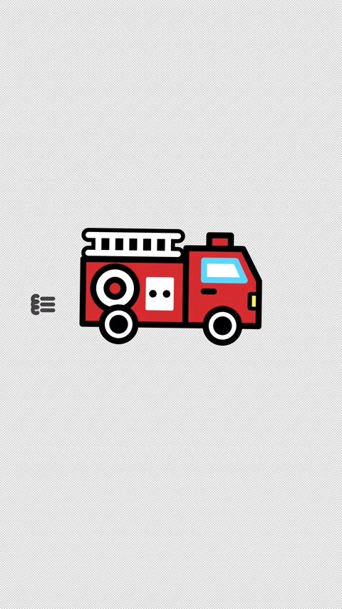 Vertical Stylized 2D Fire Truck Engine Driving 4K Loop Stock Footage 338434843