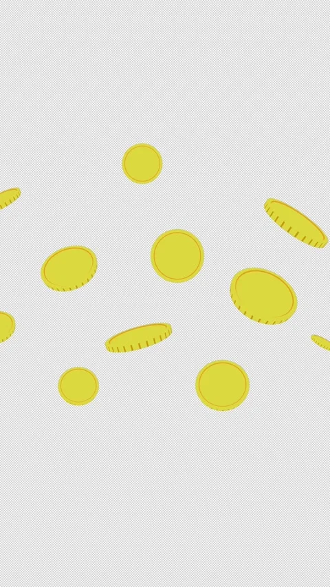 Vertical Stylized 2D Gold Coin Rising 4K Loop Alpha Vídeos de archivo 337702712