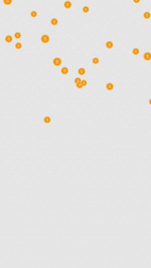 Vertical Stylized 2D Gold Coins Sudden Drop 4K Loop Alpha Stock Footage 340932563