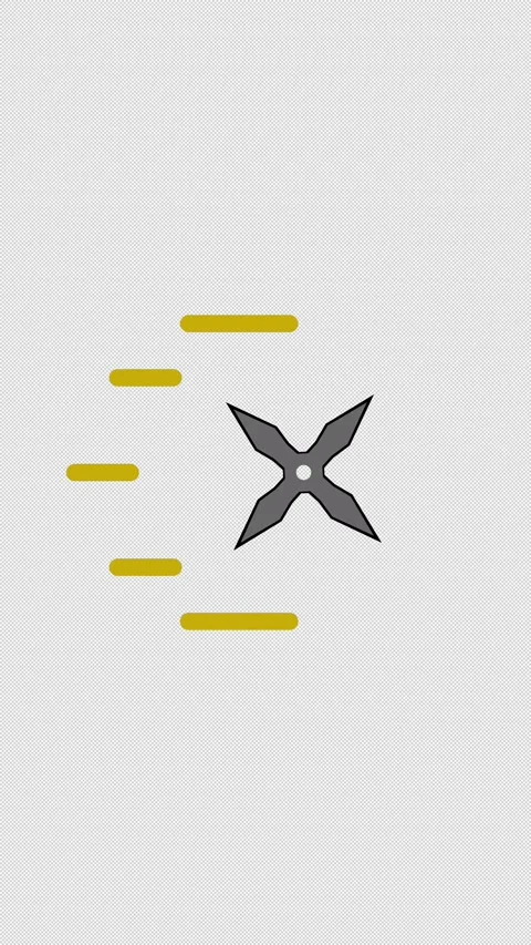 Vertical Stylized 2D Gold Ninja Star Flying 4K Loop Alpha Video stock 338441517