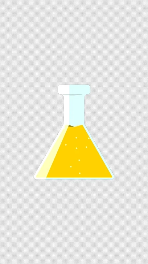 Vertical Stylized 2D Gold Science Flask Liquid 4K Loop Alpha Video stock 339273929