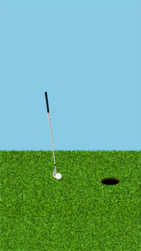 Vertical Stylized 2D Golf Club Hitting Ball Hole 4K Loop Video stock 339374066