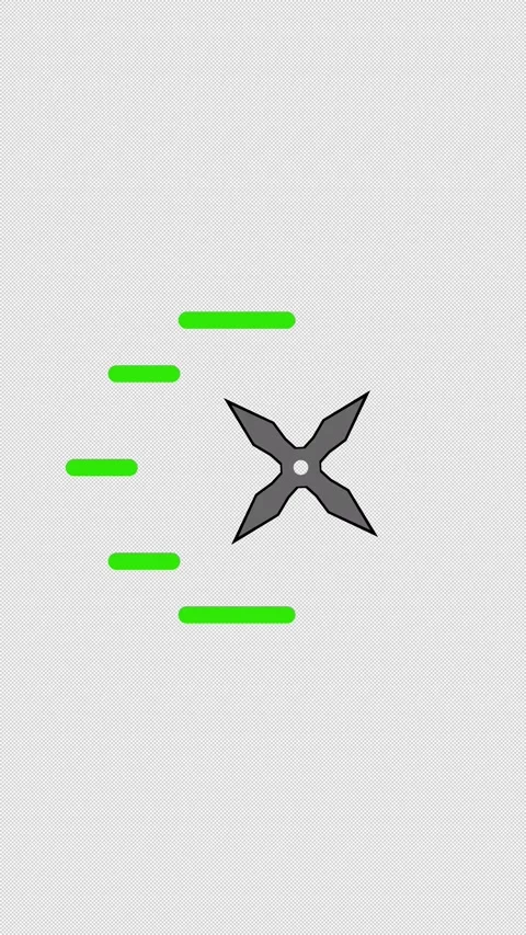 Vertical Stylized 2D Green Ninja Star Flying 4K Loop Alpha Stock Footage 338441451