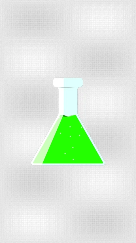 Vertical Stylized 2D Green Science Flask Liquid 4K Loop Alpha Stock Footage 339274005