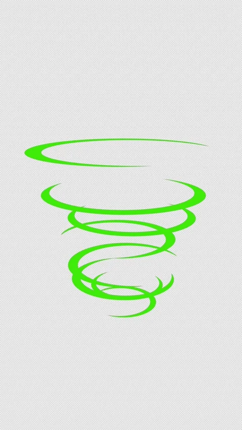 Vertical Stylized 2D Green Wind Tornado 4K Loop Alpha Stock Footage 339062847